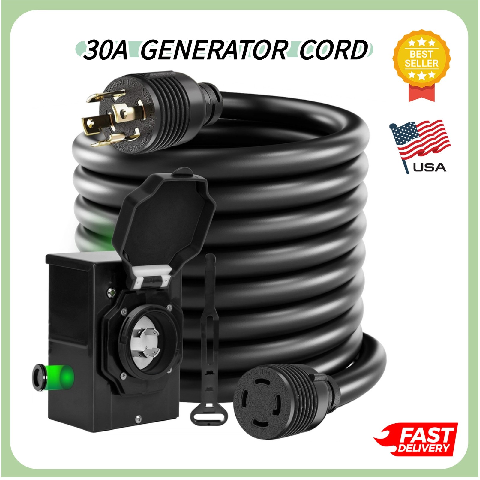 30A Generator Inlet Box 7500W NEMA L14-30 Waterproof Outdoor Power Connector US 30A Generator Inlet Box 7500W NEMA L14-30 Waterproof Outdoor Power Connector US