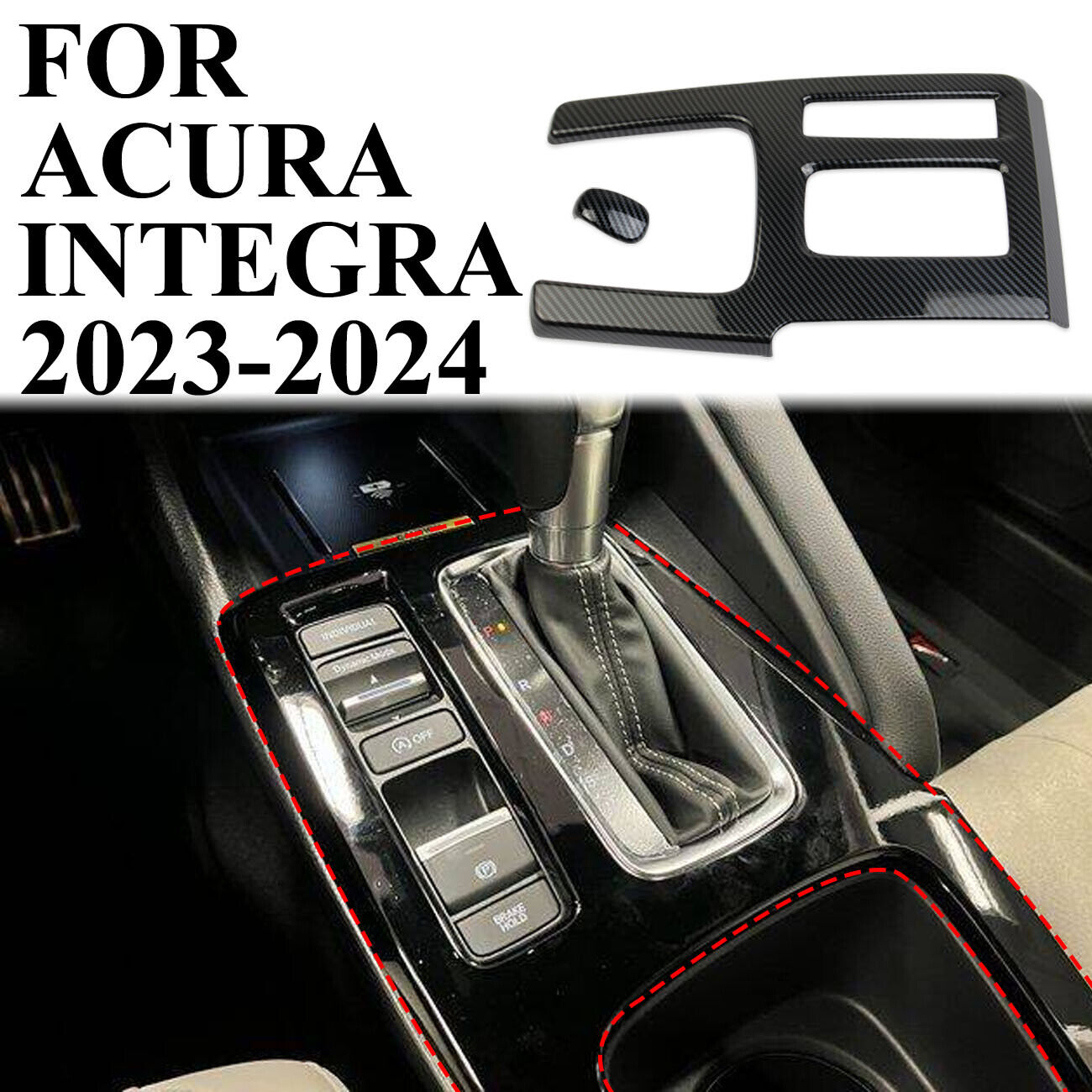 Carbon Fiber Style Automatic Gear Shift Head Panel Trim Cover for Acura Integra