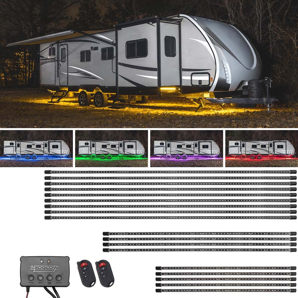 LEDGlow Multi Color Slimline LED 40ft - 45ft RV Camper Underglow Neon Light Kit