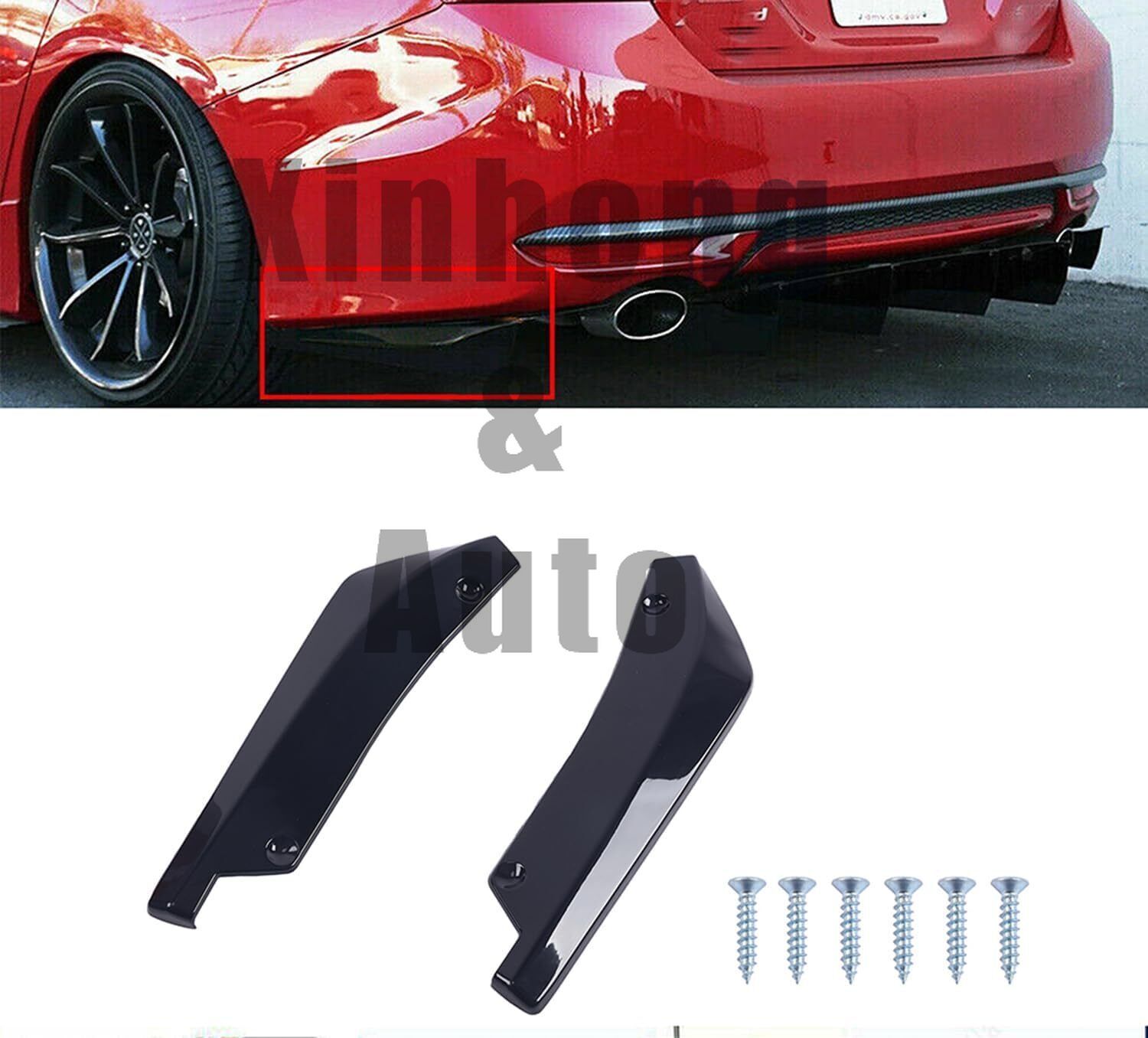 Glossy Black Rear Bumper Lip Diffuser Splitter Canard Protector Car Accessories