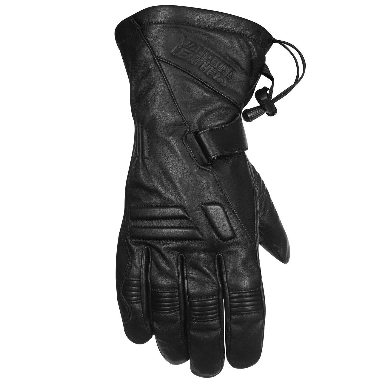Vance Leathers \'Impulse\' Waterproof Black Leather Motorcycle Gloves