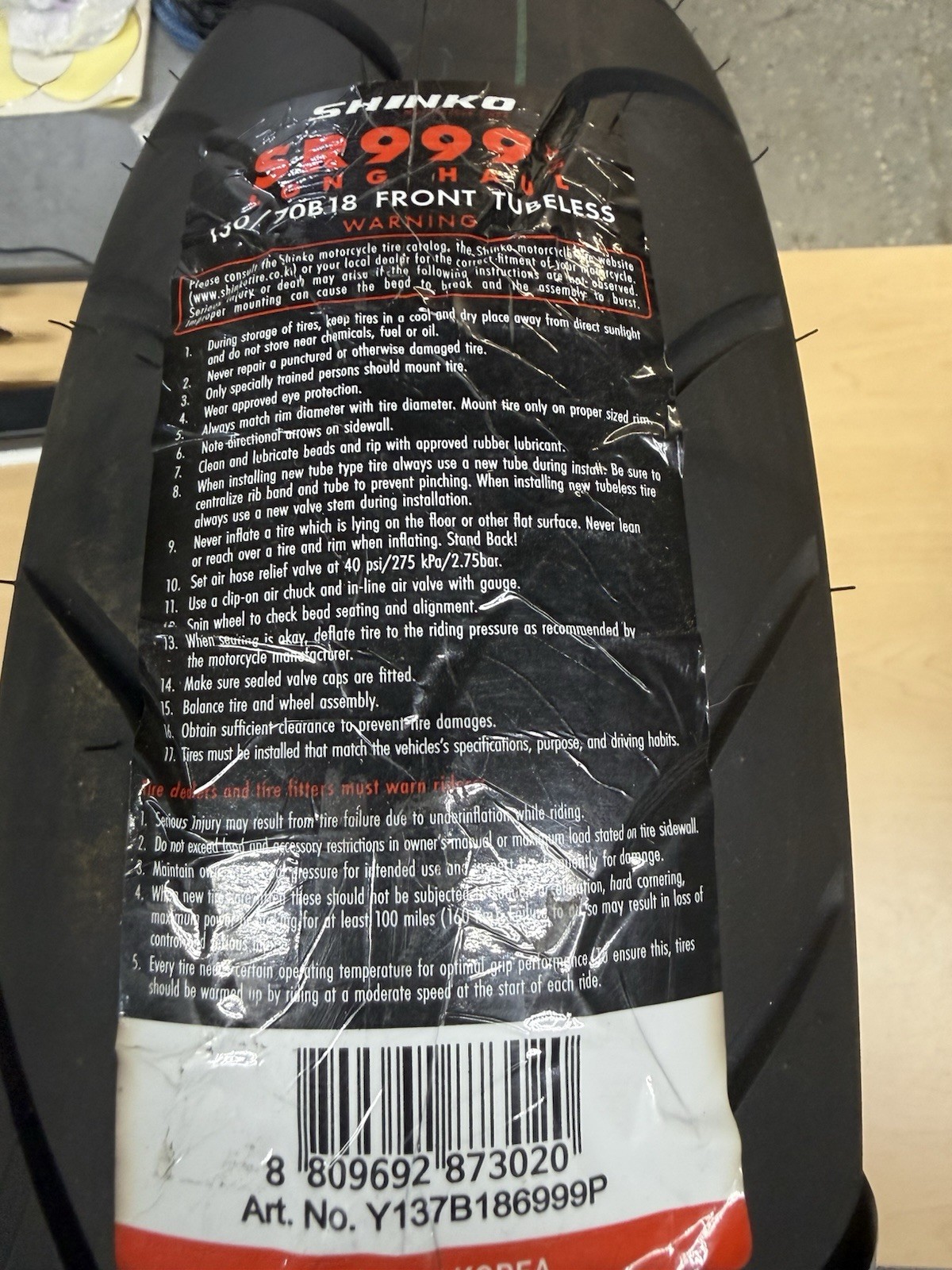 Shinko SR 999 Long Haul Cruiser Tire 130/70B18 69H Front Belted Bias TL Shinko SR 999 Long Haul Cruiser Tire 130/70B18 69H Front Belted Bias TL
