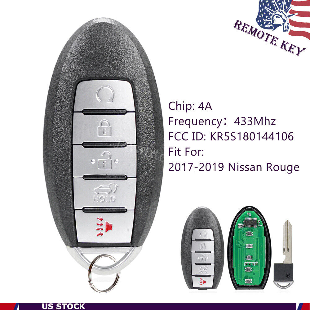 Replacement For 2017-2019 Nissan Rouge Remote Fob Car Key KR5S180144106 4A Chip