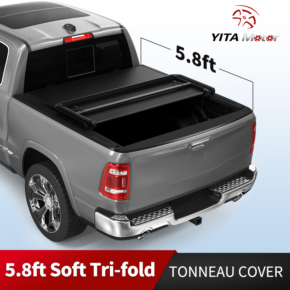 5.8FT Bed Soft 3-fold Tonneau Cover For 2014-18 Chevy Silverado GMC Sierra 1500