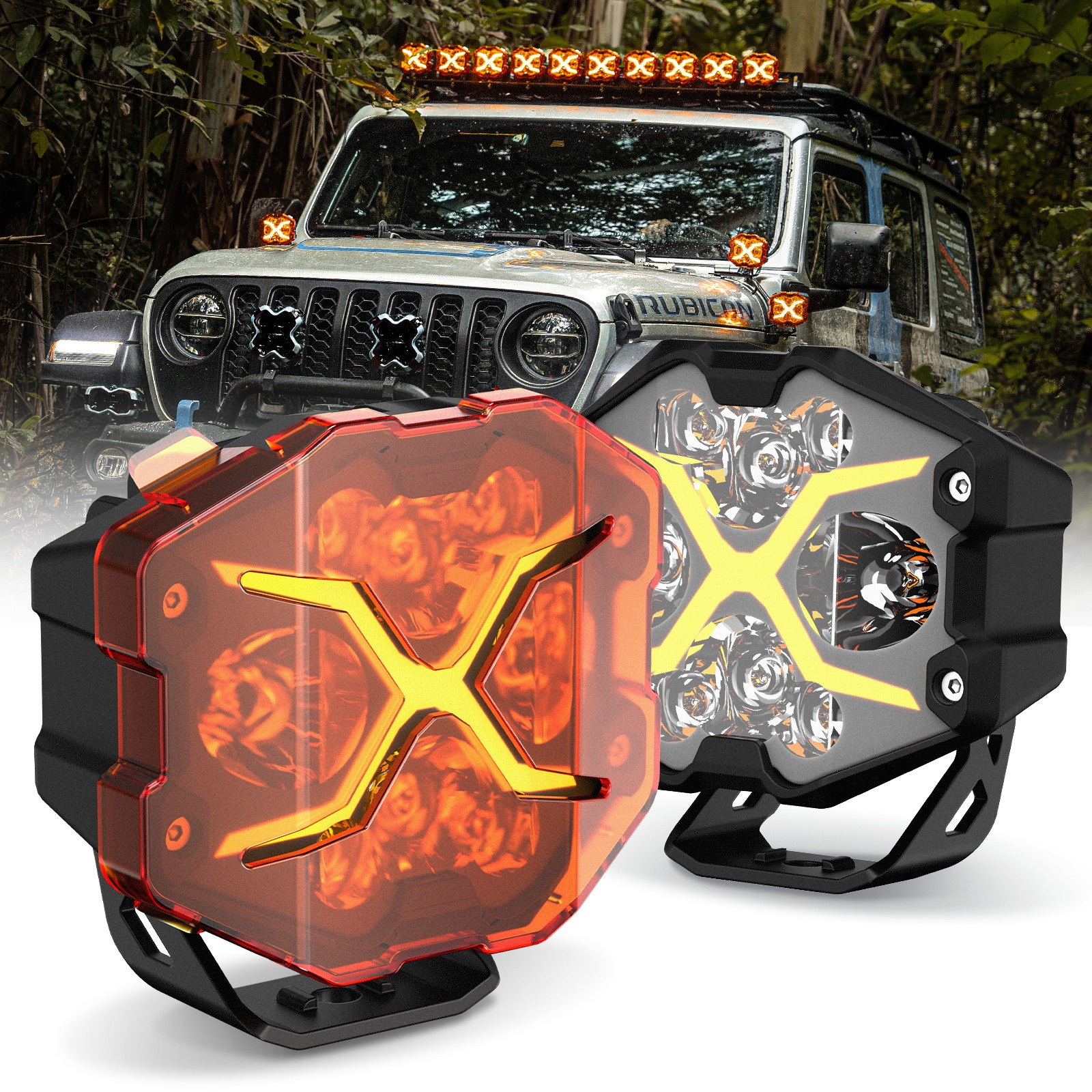 2x NOVSIGHT X Series 4 Inch LED Pods Off-Road Lamp Super Bright with Light Cover