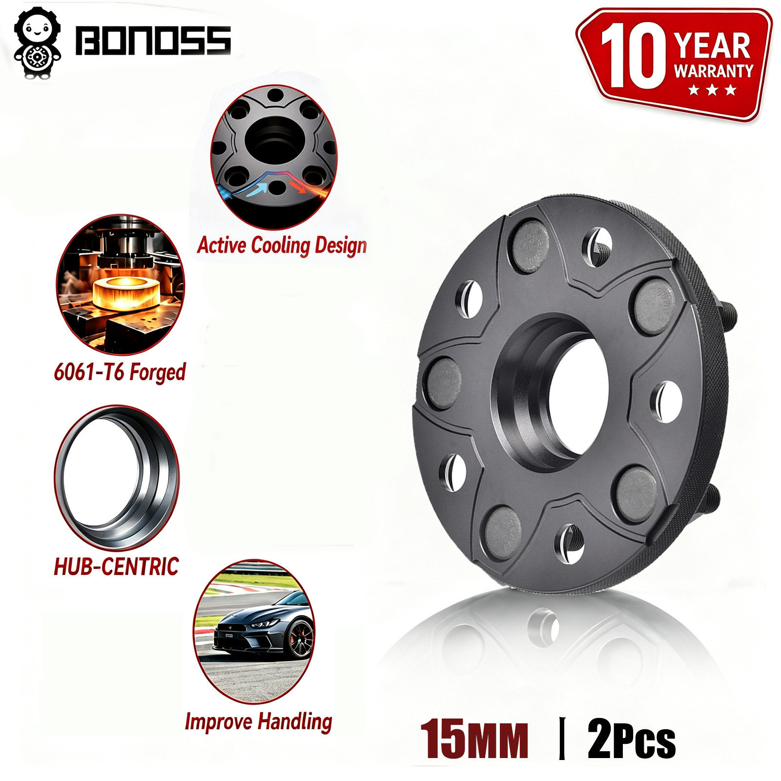 BONOSS 2Pcs 15mm 5x120 Wheel Spacers Hub centric for Civic Type R 2015-2026