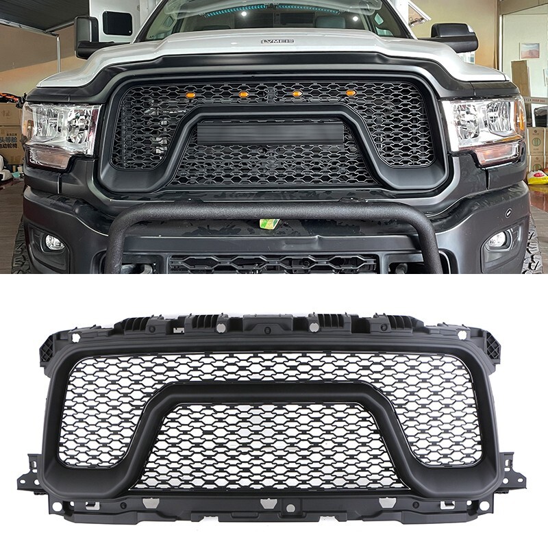 Matte Black Front Grille Fit For Dodge Ram 2500 3500 2019-2023 Grille W/Light