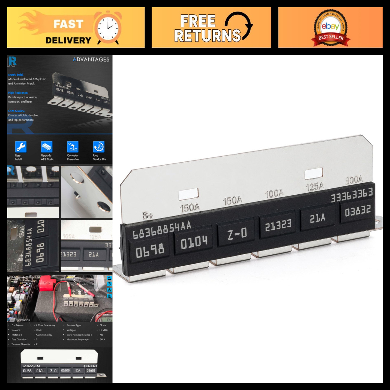 100A Z Case Fuse Array Compatible with Jeep Models - High-Performance Fuse Block