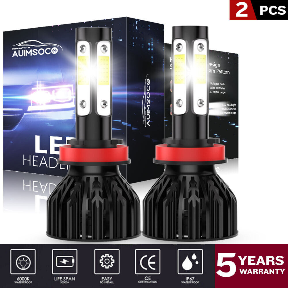 H11 LED Headlight Bulb Low Beam 6000K White Plug&Play 2pcs 50000LM Super Bright