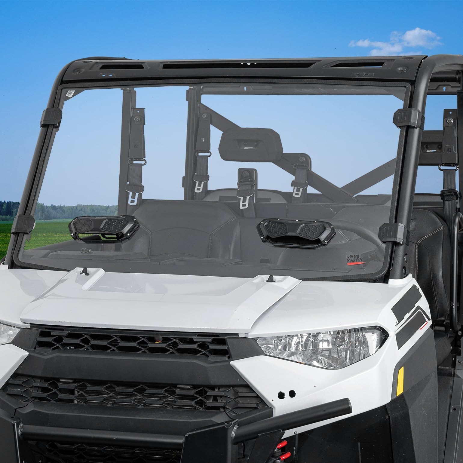 KEMIMOTO 3-in-1 Vented Windshield for Polaris Ranger