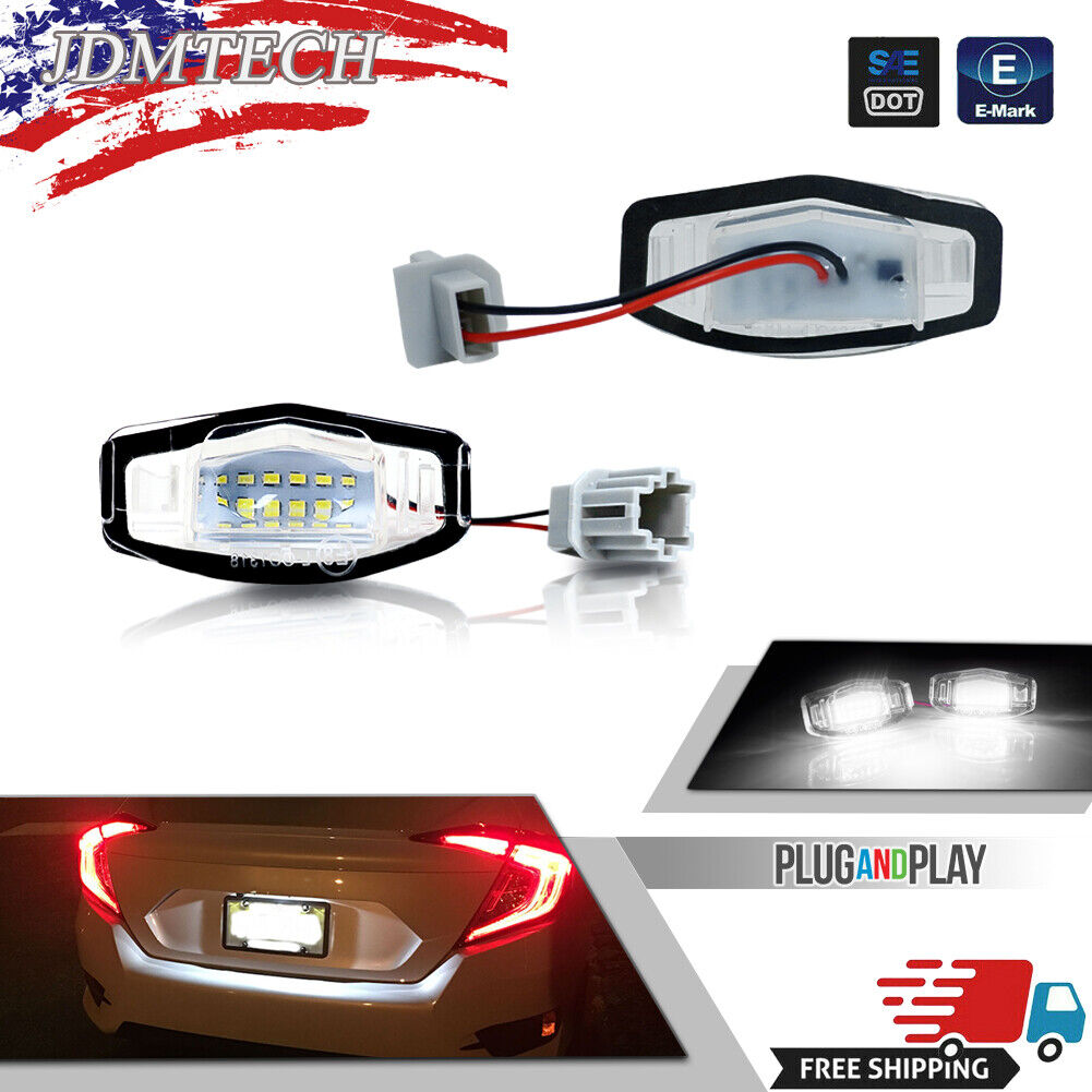 2Pcs 18 LED License Plate Light Direct For Acura TL TSX MDX Honda Civic Accord