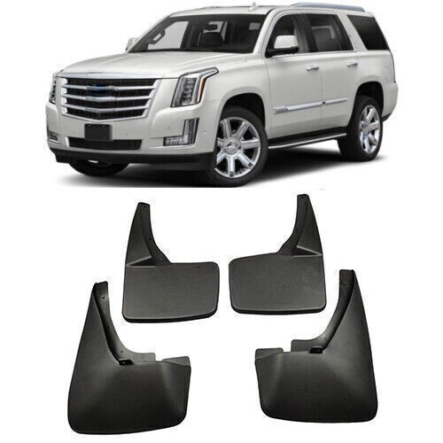 4x/set Molded Splash Gugards Mud Flaps Kit for 2015-2020 Cadillac Escalade Black