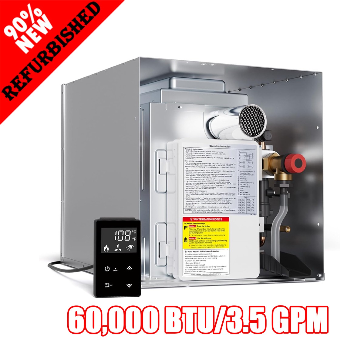 60,000 BTU RV Tankless Water Heater 3.5 GPM NO Door With Controller 【90% NEW】