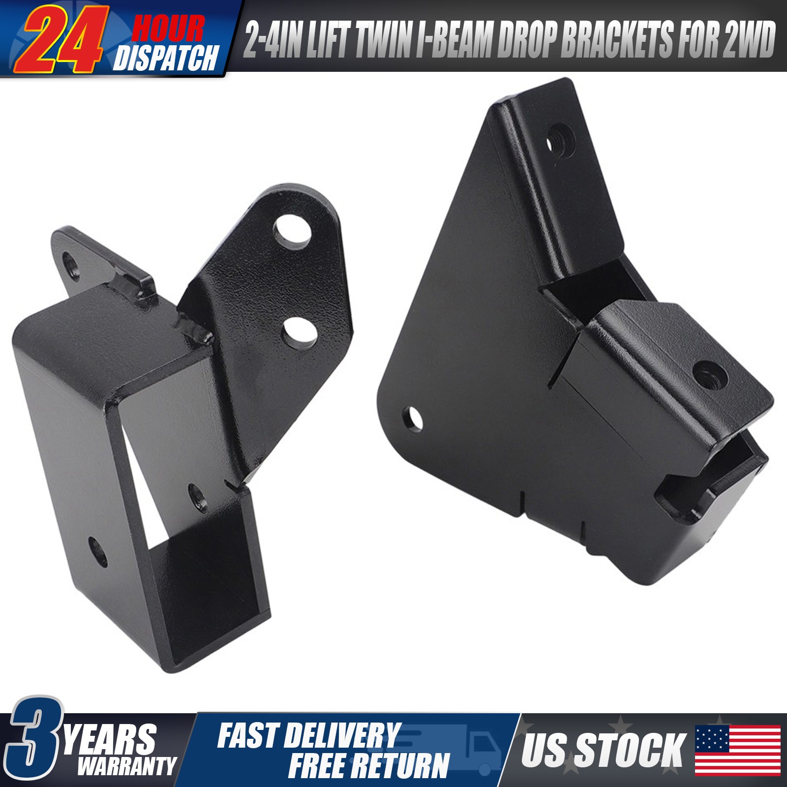 2-4in Lift Twin I-Beam Drop Brackets for Ford F250 F350 Super Duty 2WD 08-26