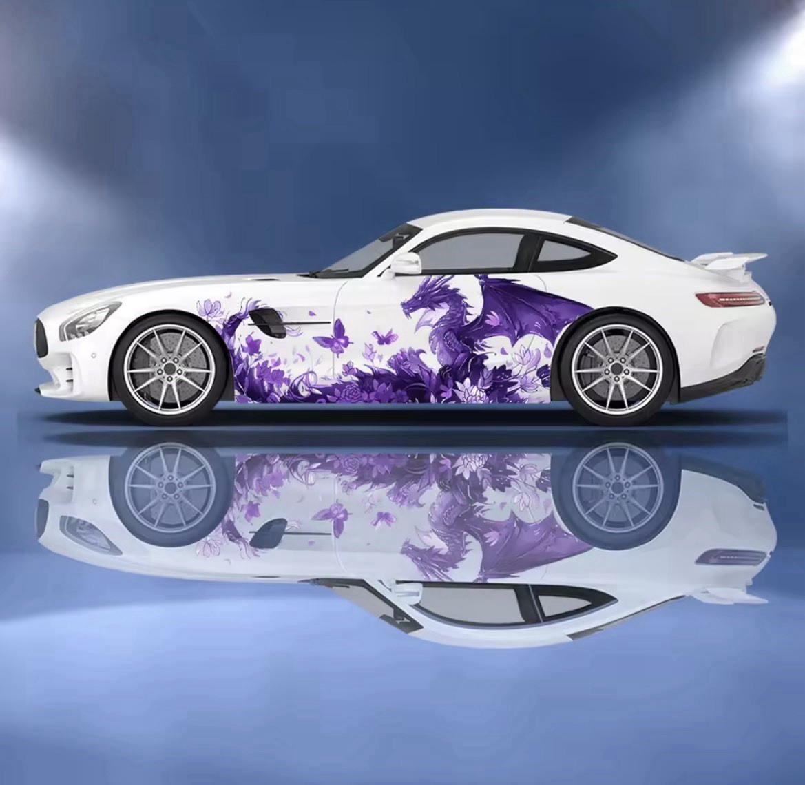 Dragon Car Decal; Dragon Flaming Car Decal; Both Sides, Custom Flame Decals