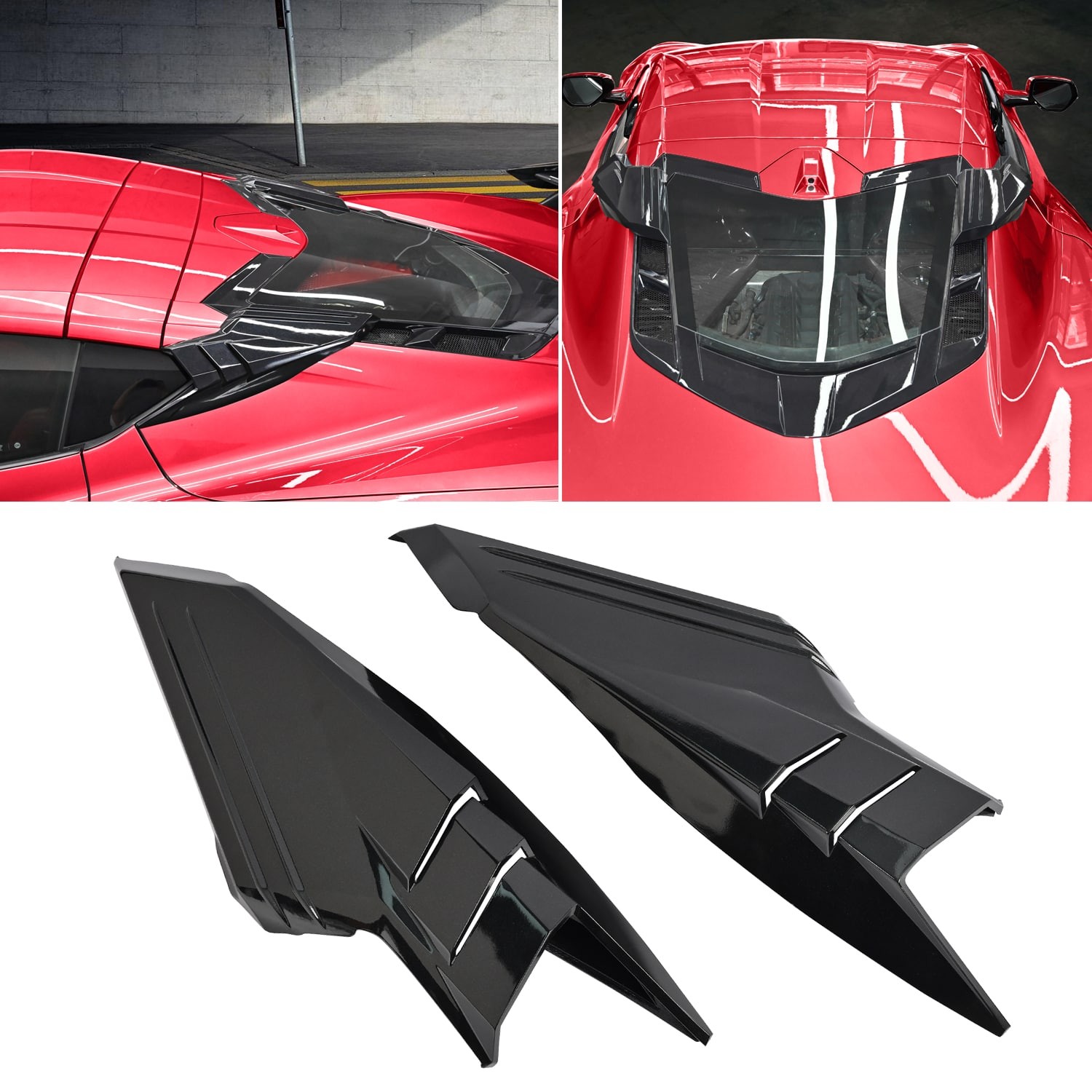 Pair Gloss Black Rear Side Vent Air Intake Cover For Corvette C8 Coupe 2020-2026