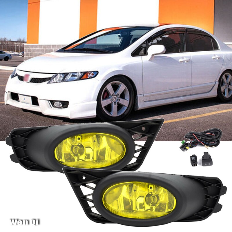 For 2009 2010 2011 Honda Civic Sedan Fog Lights W/ Wiring & Switch Yellow Lens For 2009 2010 2011 Honda Civic Sedan Fog Lights W/ Wiring & Switch Yellow Lens