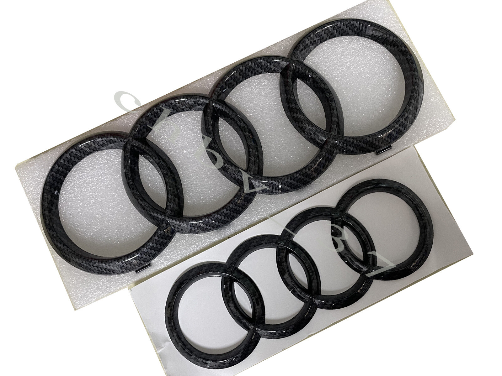 Audi S5 Rings Front Grill & Rear Trunk Emblem Set CARBON FIBRE A5 RS5 Sportback