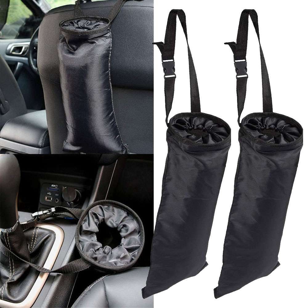 2pcs Portable Car Trash Bag Garbage Bag Organizer for Vehicles Waterproof Black