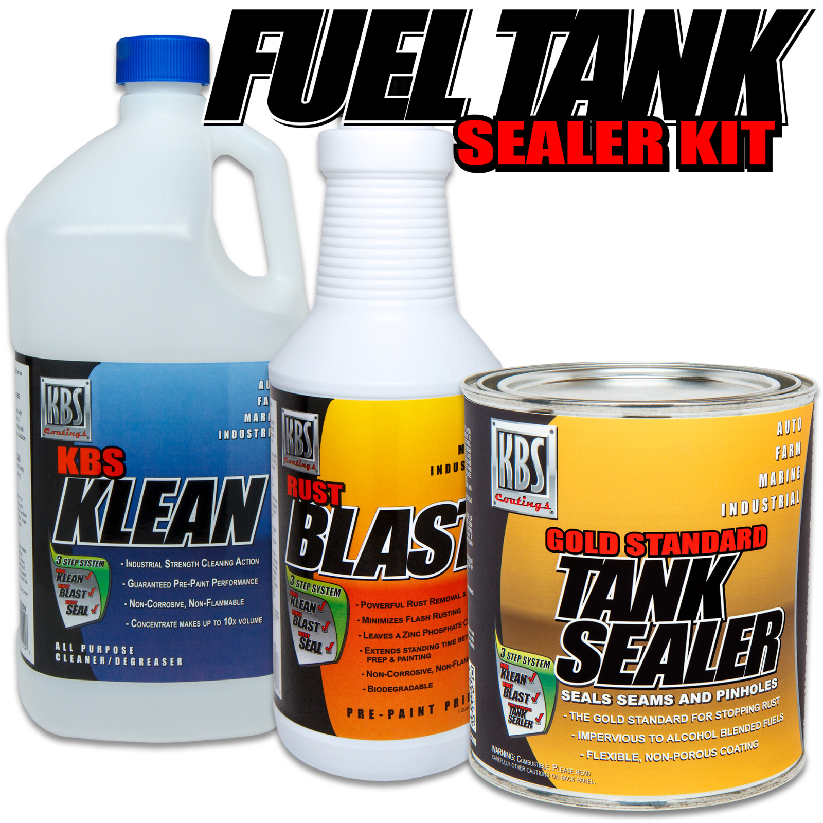 Auto Fuel Tank Sealer Kit - KBS Coatings - 25 GALLON TANK - Gas Tank Sealer