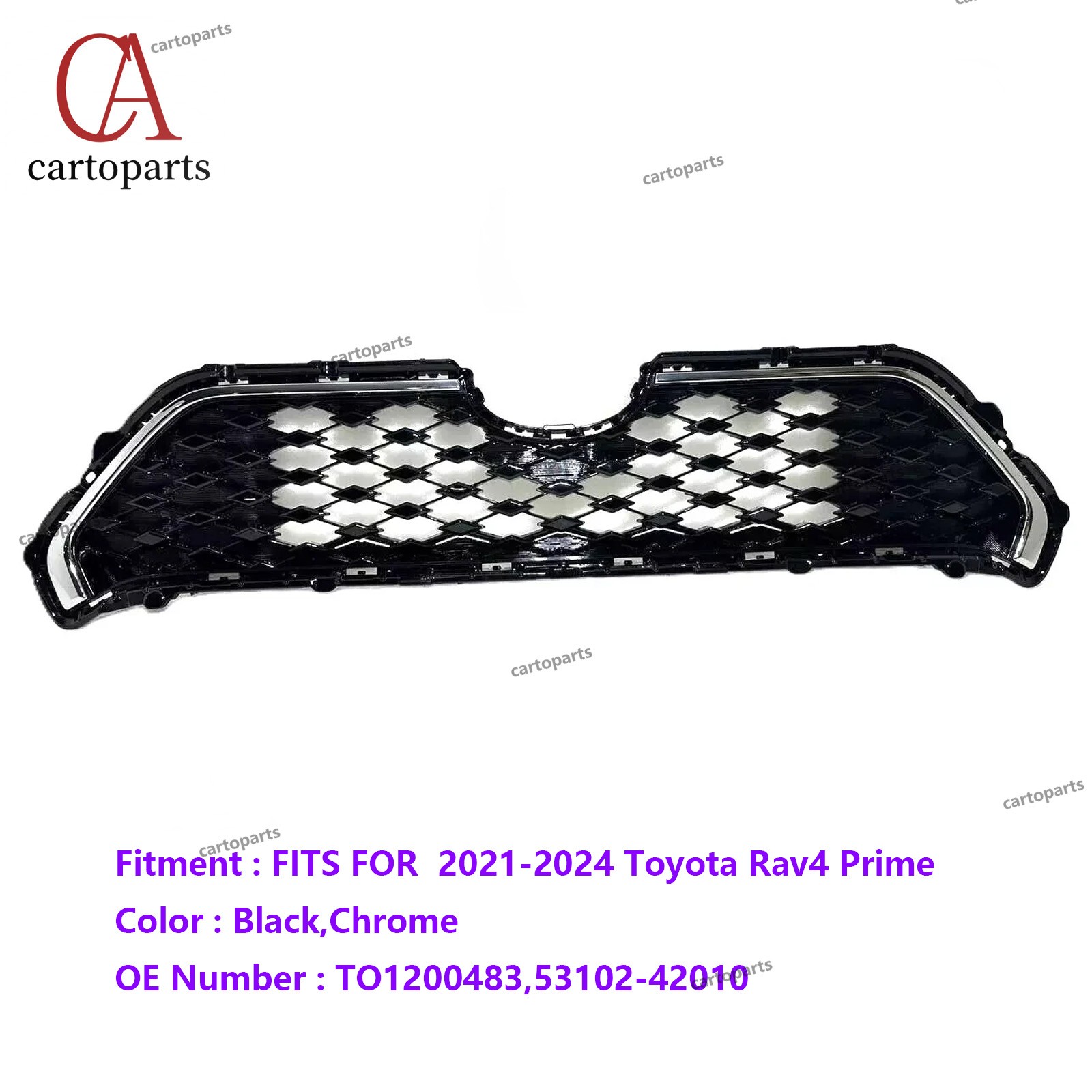 For 2021 2022 2023 2024 Toyota Rav4 Prime Front Bumper Grill Upper Center Grille