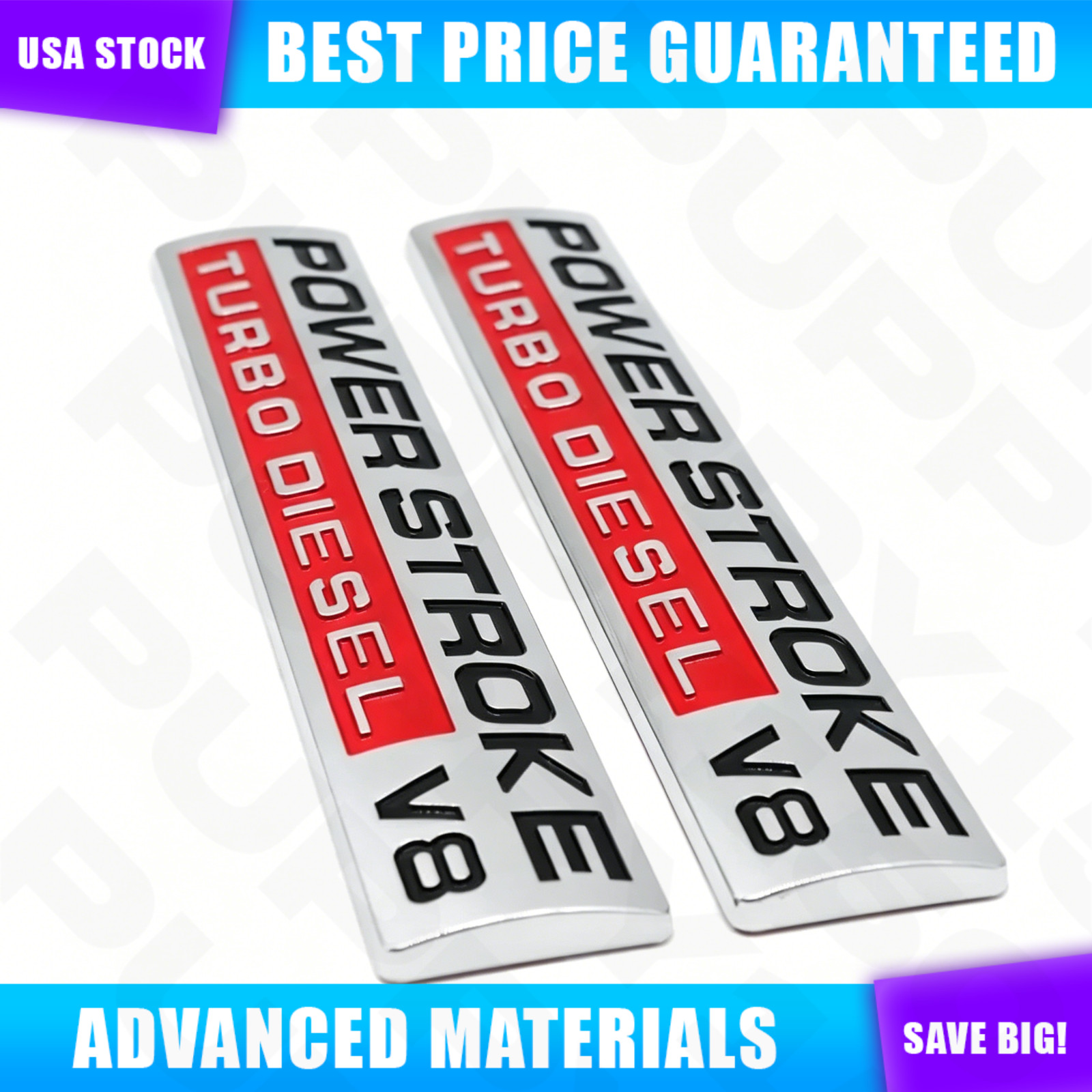 2pc 2005-2010 For Power Stroke Turbo Diesel V8 Door Fender Side Emblem Badge