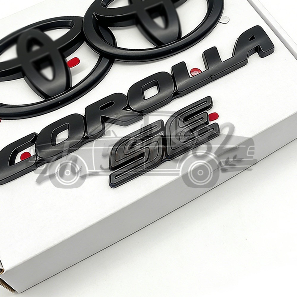 4Pcs Front & Rear Badge For 2020-2025 Corolla SE Matte Black Emblem Overlay Kits