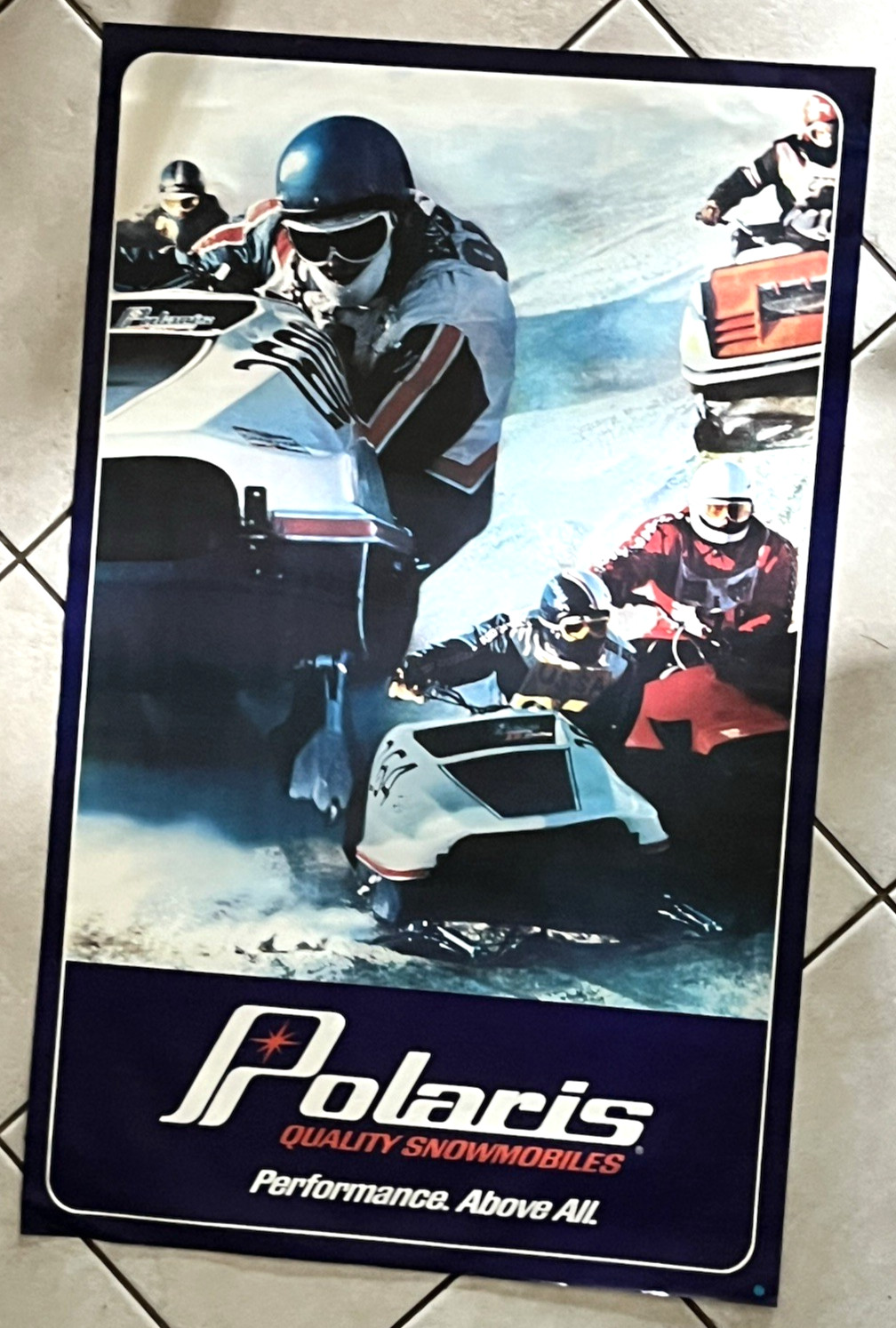 rare 1973 original Polaris snowmobile dealer race poster tx bob eastman NOS