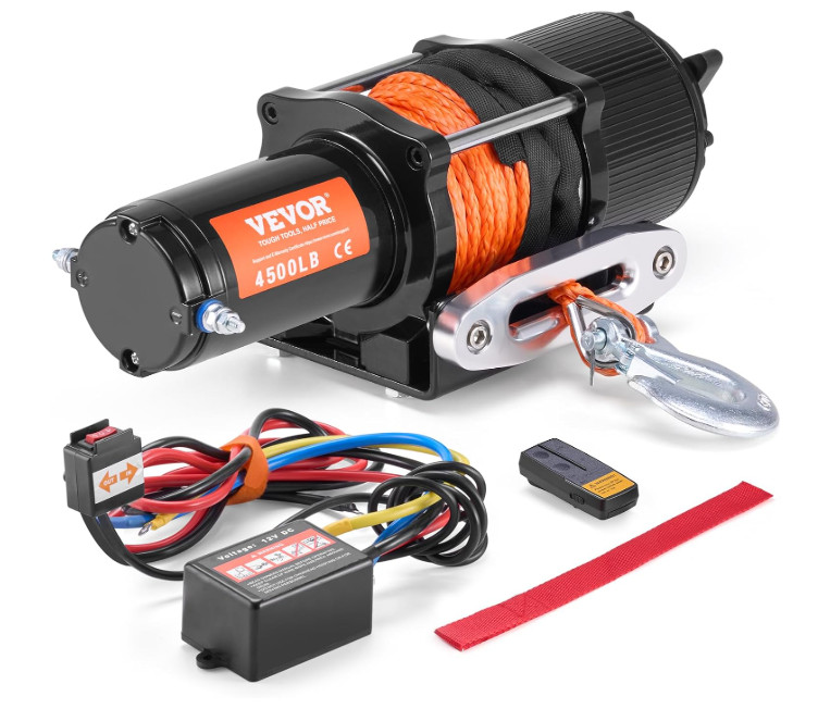 VEVOR ATV Winch, 4500 Lb Electric Winch with Synthetic Rope, 12V DC ATV UTV Winc VEVOR ATV Winch, 4500 Lb Electric Winch with Synthetic Rope, 12V DC ATV UTV Winc