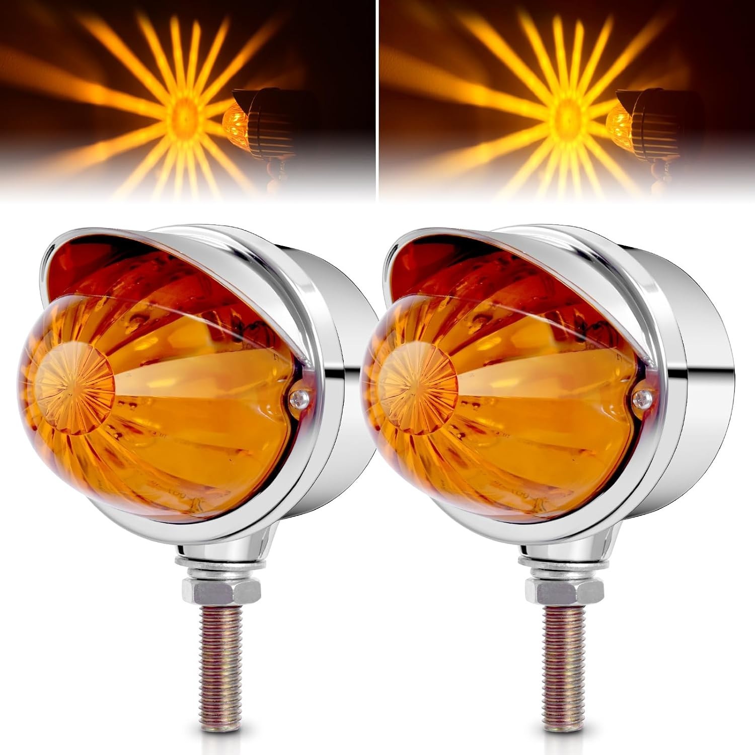 LENJIEMT 2pc Amber Watermelon LED Turn Signal Marker Lights 12V-24V Truck