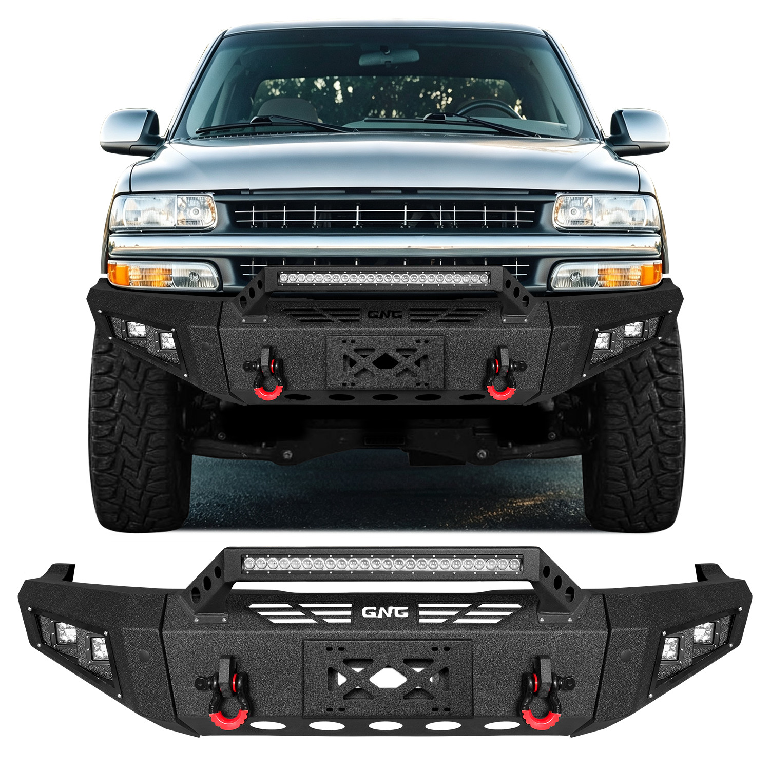 Front Bumper For 1999-2002 Chevy Silverado1500/2000-2006 Tahoe/Suburban w/Lights
