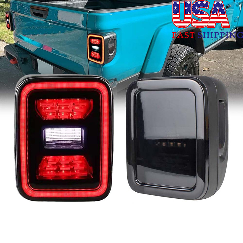 Pair Smoke LED Tail Lights Replace Halogen For Jeep Gladiator JT 2020 -Up LH+RH