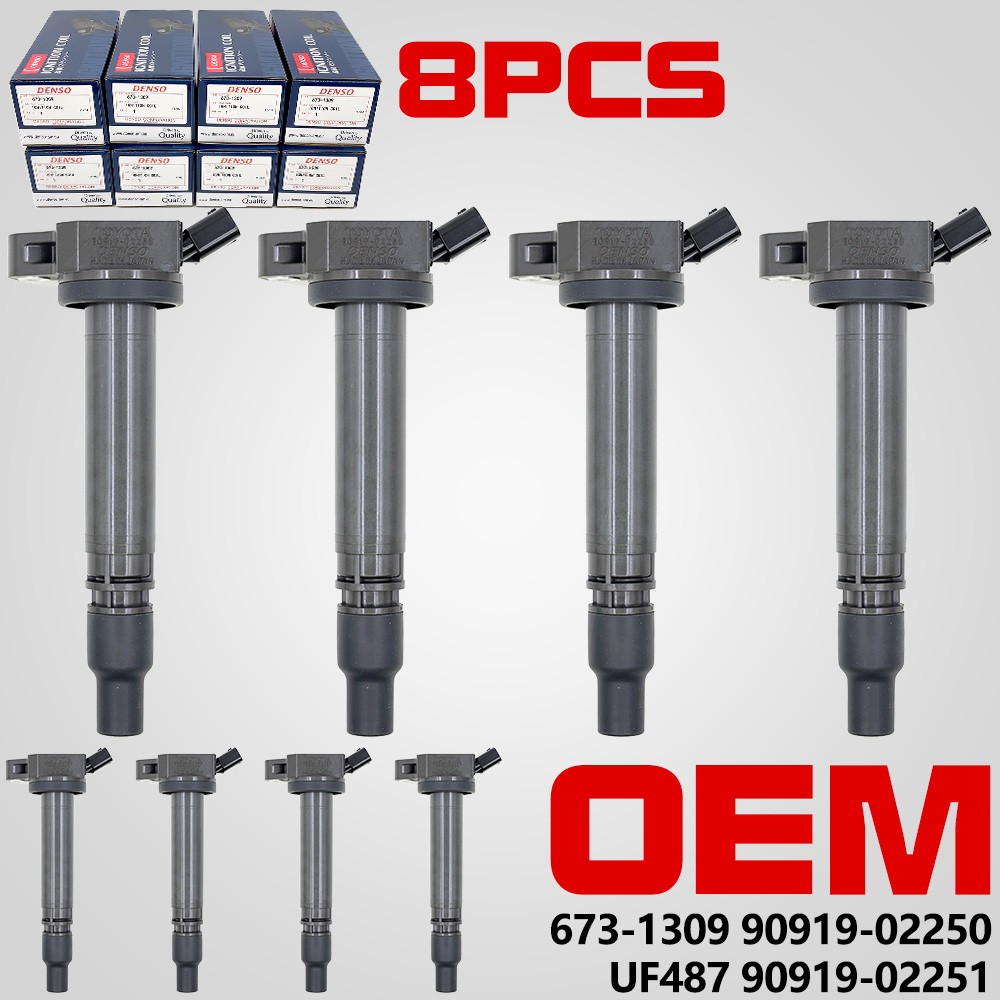 NEW 8PC DENSO GENUINE Ignition Coil for Toyota 673-1309 90919-A2005 90919-02250 NEW 8PC DENSO GENUINE Ignition Coil for Toyota 673-1309 90919-A2005 90919-02250