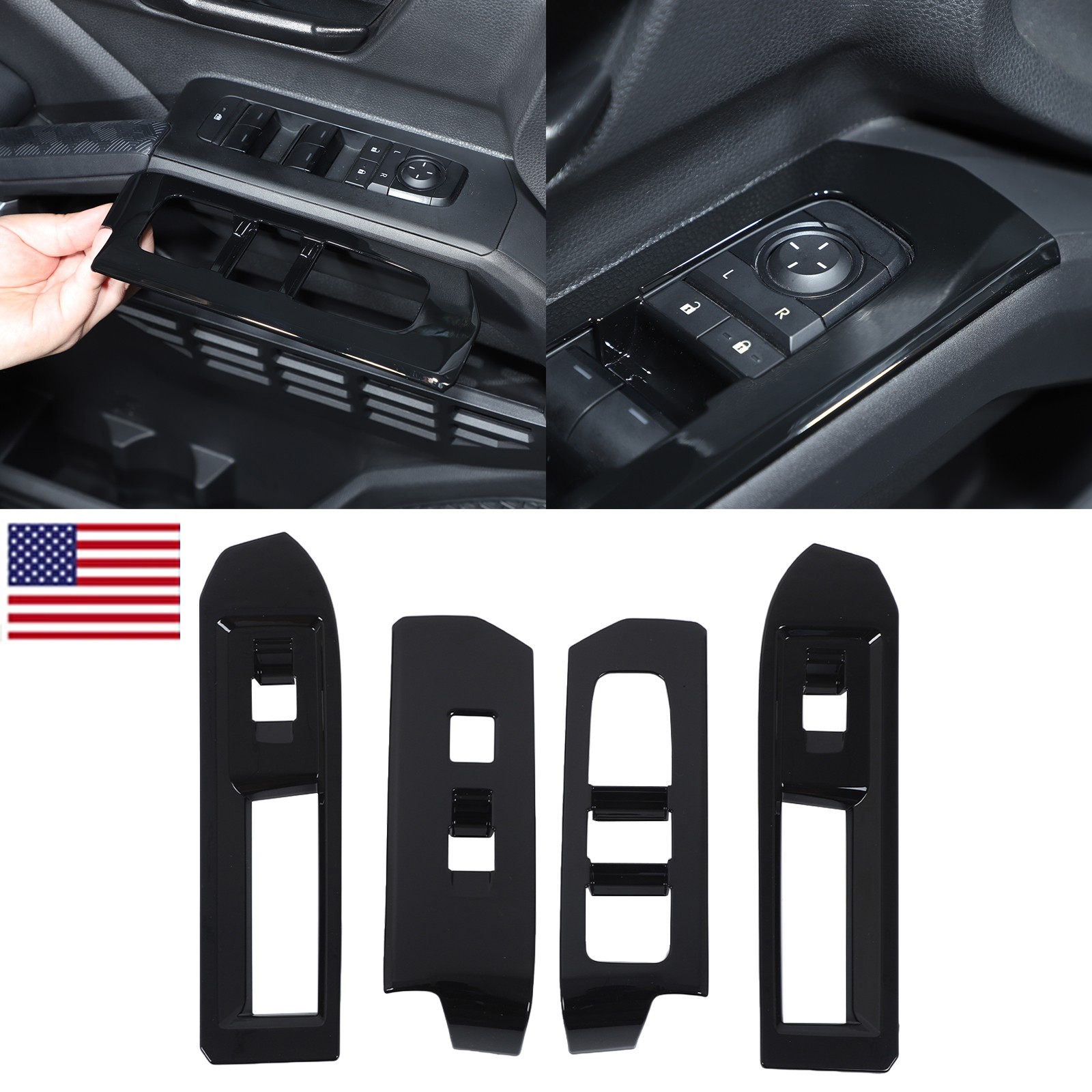 ABS Gloss Black Glass Window Lift Switch Panel Cover Trim ForToyota Tacoma 2024+