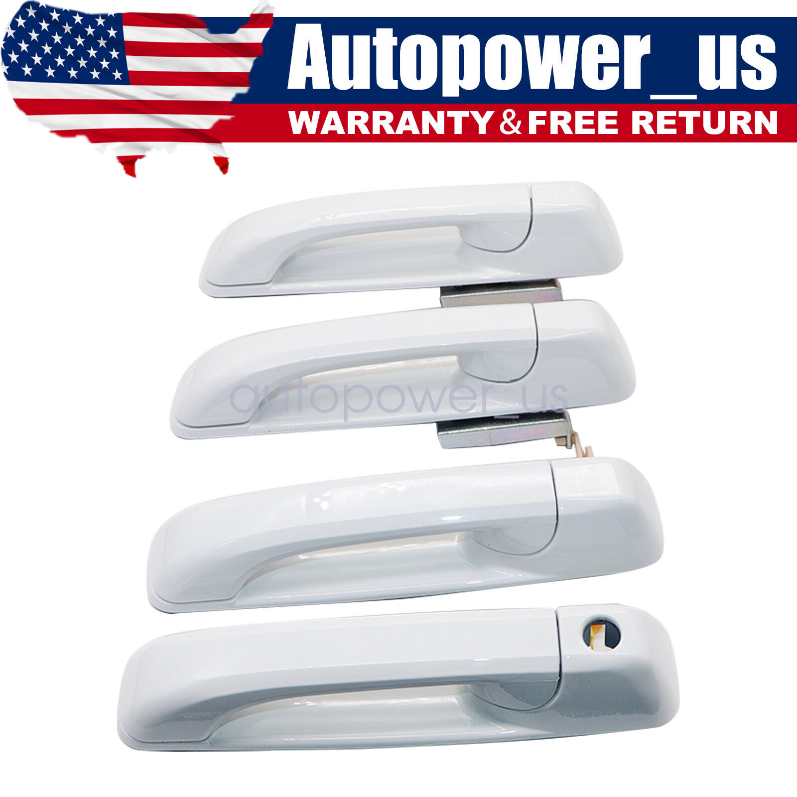 For 2012-2018 Dodge Ram Front and Rear 4 Door Handle Bright White(PW7)