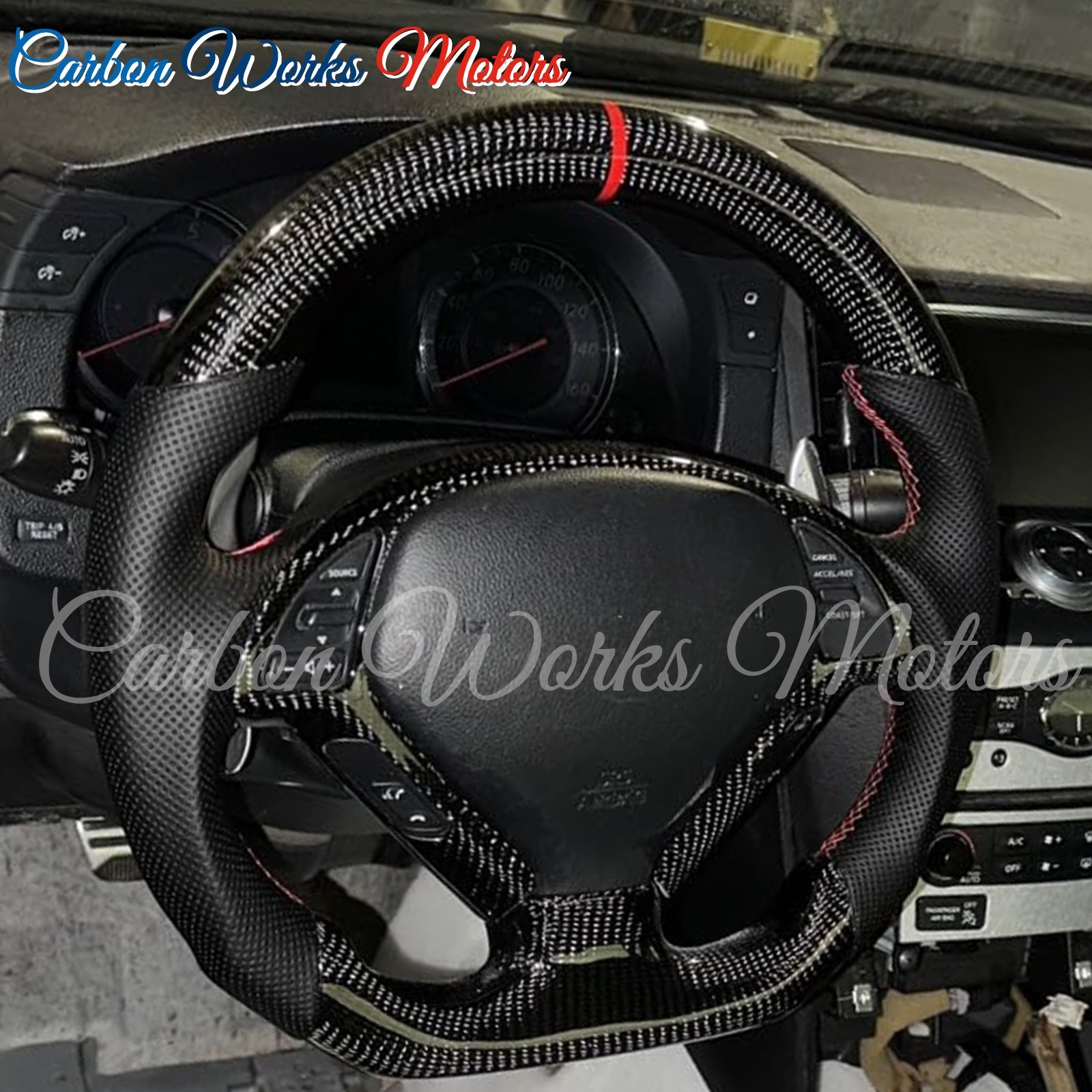 Real Carbon Fiber Steering Wheel Fit INFINITI G25 G37 G35 EX35 EX37 Q40 Q60 QX50