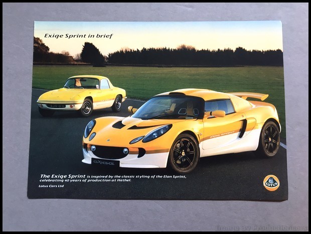 2007 2008 Lotus Exige Sprint 1-page Original Car Sales Brochure Sheet 2007 2008 Lotus Exige Sprint 1-page Original Car Sales Brochure Sheet