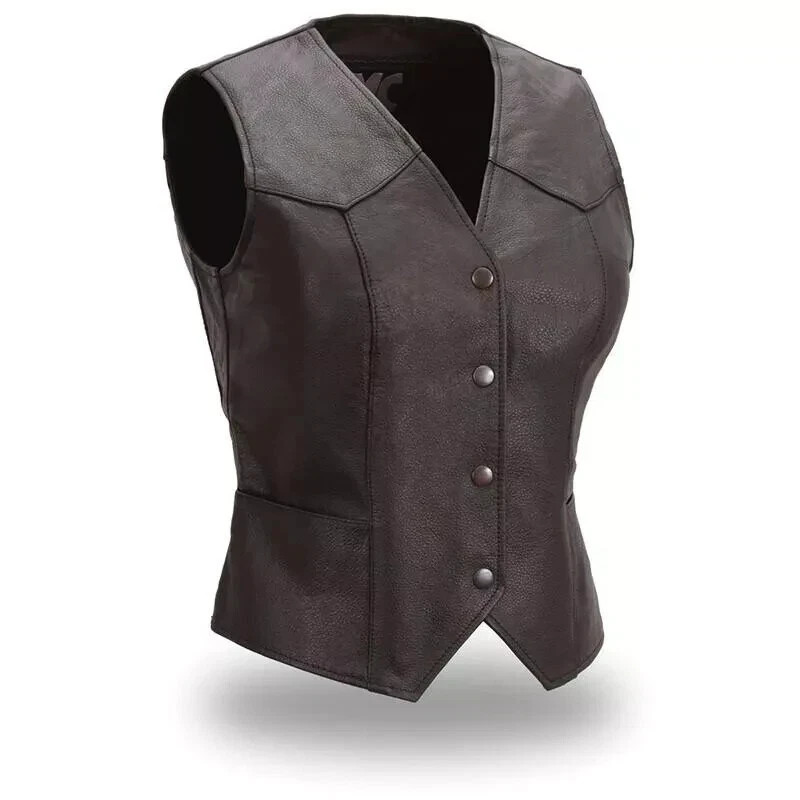 Sweet Sienna Women\'s Motorcycle Leather Vest FML500CR Size 3XL Sweet Sienna Women\'s Motorcycle Leather Vest FML500CR Size 3XL