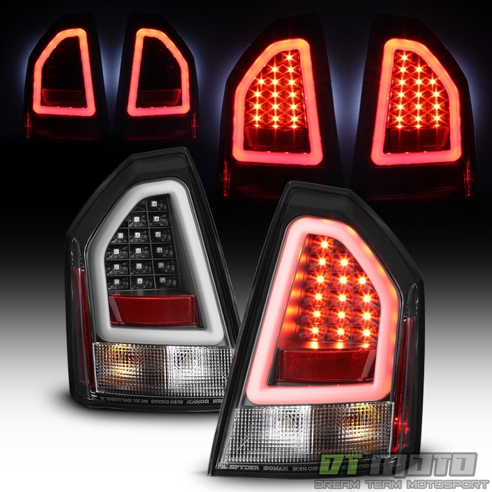 Black 2005-2007 Chrysler 300C SRT Lumileds LED Pyro Tube Tail Lights Brake Lamps