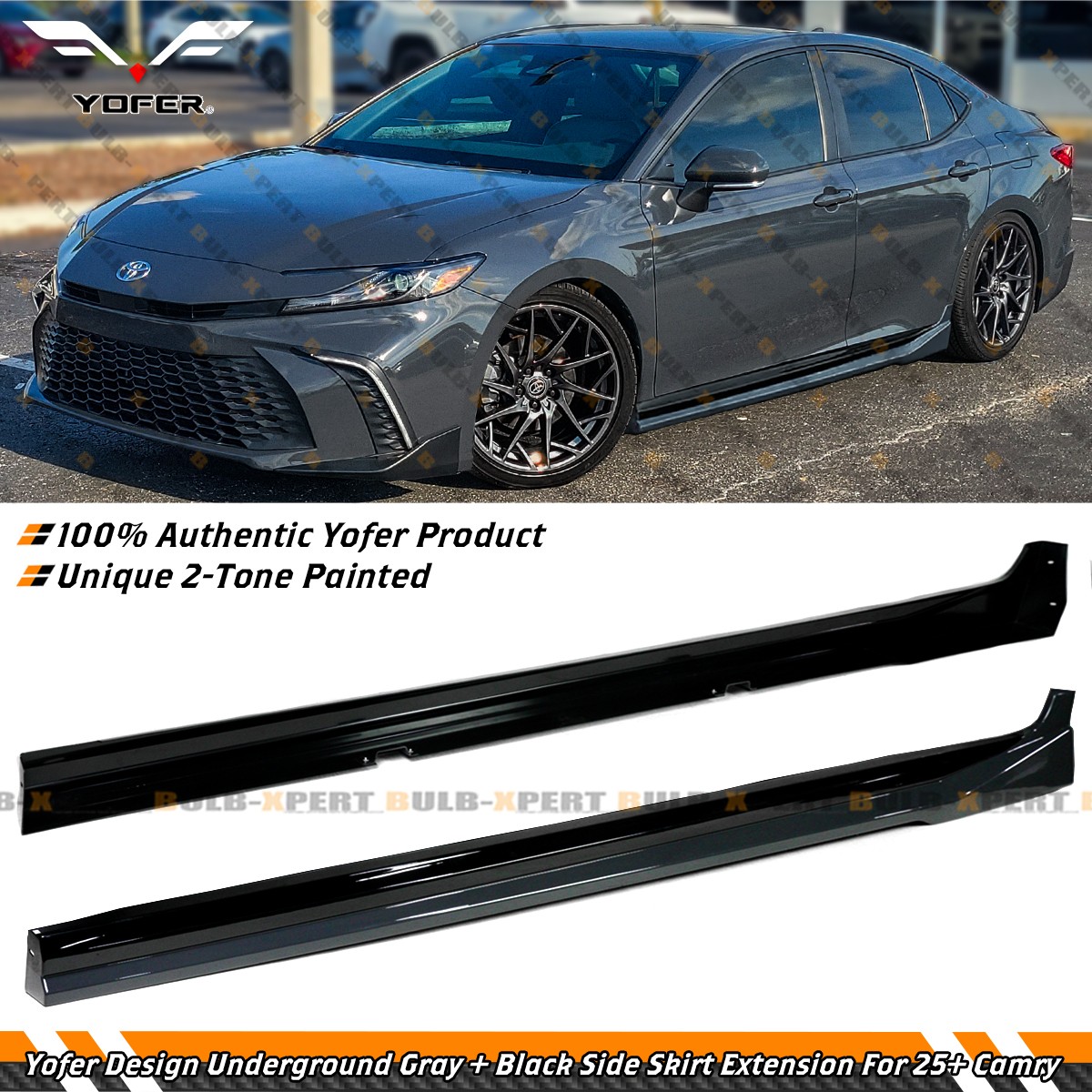 For 25-26 Toyota Camry Yofer Underground Gray Black 2 Tone Side Skirt Extension