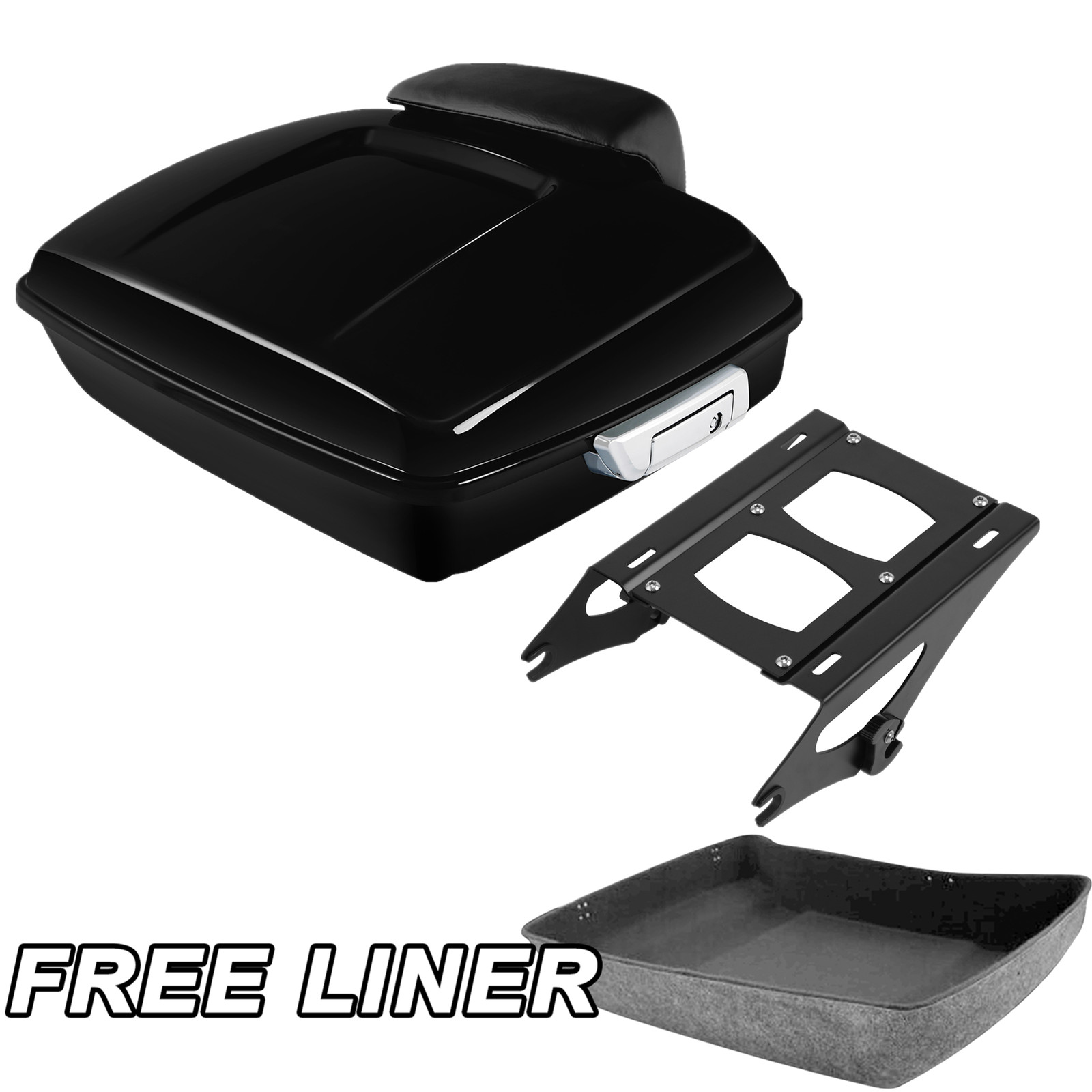 Vivid Black Chopped Trunk Backrest Mount Rack Fit For Harley Street Glide 14-Up