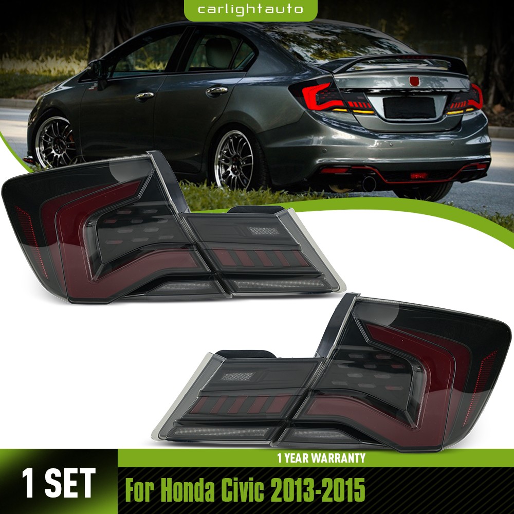 Full LED Tail Light Fit For Honda Civic 2013-2015 Rear Lamp Assembly Sequential