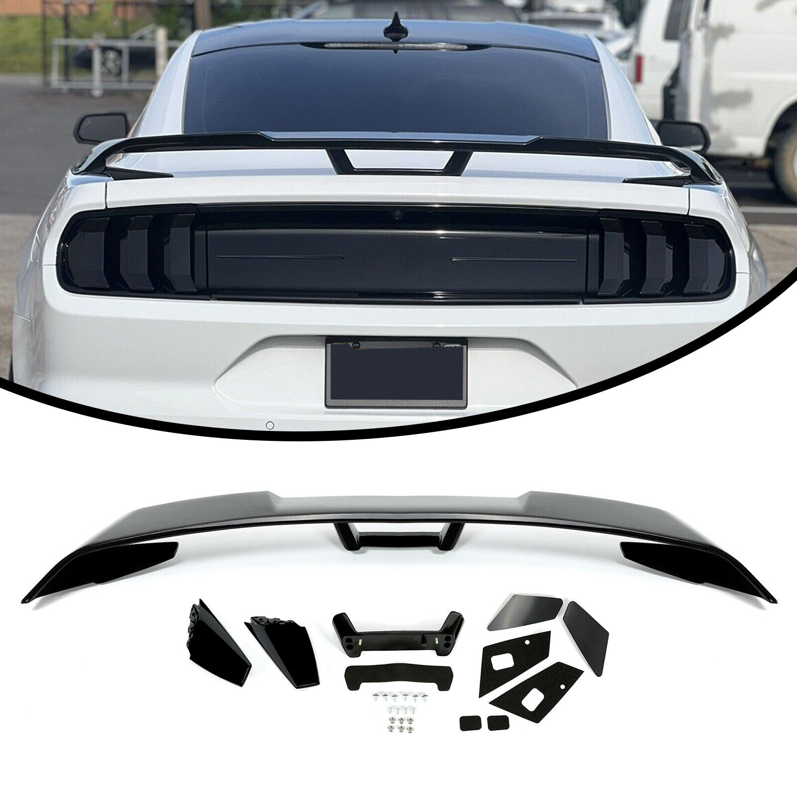 Gloss Black Rear Trunk Spoiler Wing For 15-22 Ford Mustang S550 GT Style 2-Door