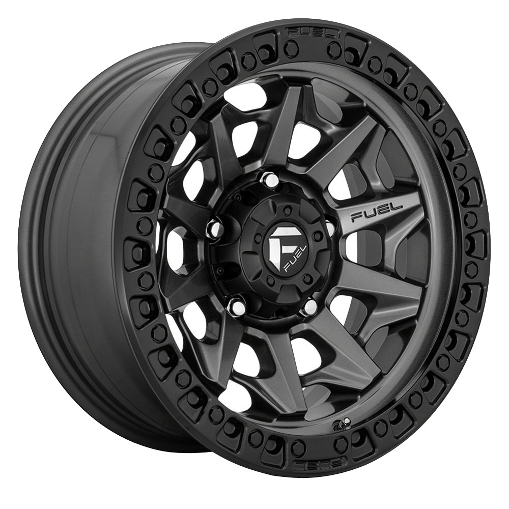 FUEL D716 Covert 15X8 5X139.7 ET-19 Matte Gun Metal Black Bead Ring (Qty of 1)