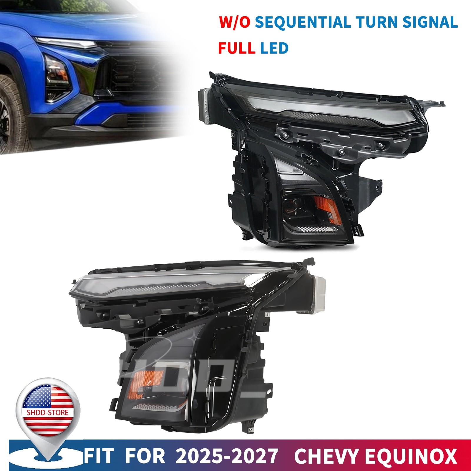 LH&RH Side Headlight W/o Seq LED Front Lamp For 2025-2027 Chevy Equinox 26589842