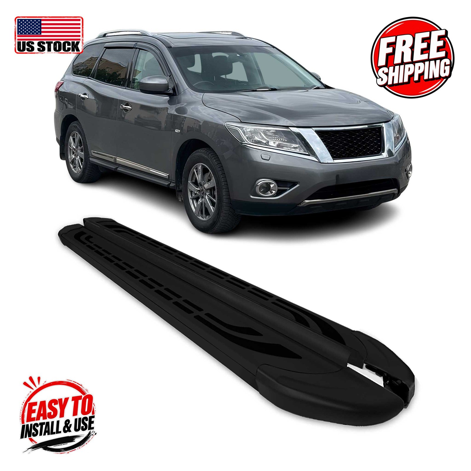 NISSAN PATHFINDER 2013- R52 SUV Side Steps Black FABA Aluminium (193) 2Pcs