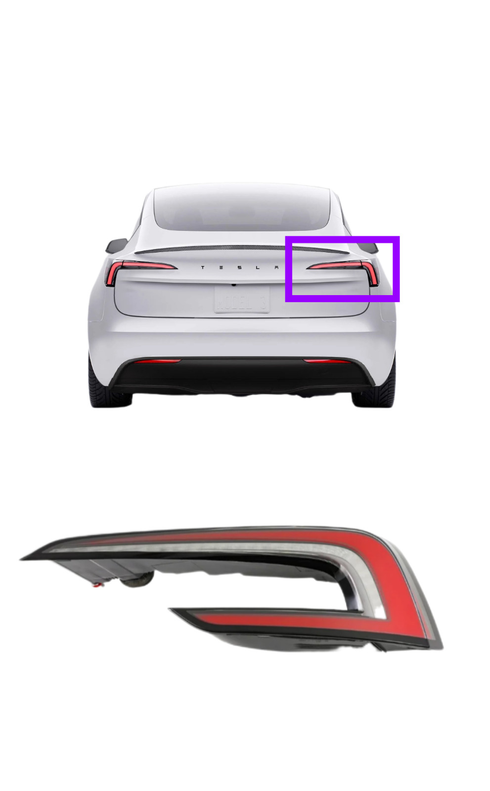 Fit 2024-2027 Tesla Model 3 Highland LED Tail Light Right Passenger 1691500-00-F Fit 2024-2027 Tesla Model 3 Highland LED Tail Light Right Passenger 1691500-00-F