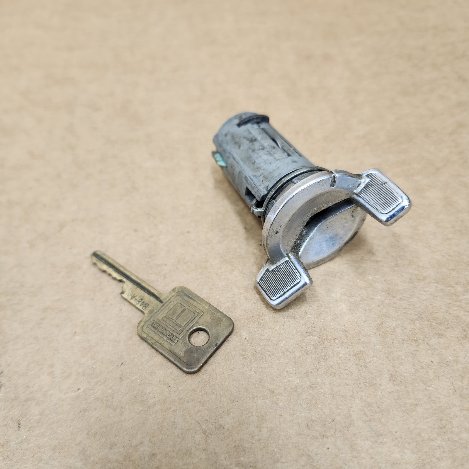 69-77 C3 Corvette Ignition Lock Cylinder with Keys Silver GOOD USED Working OEM