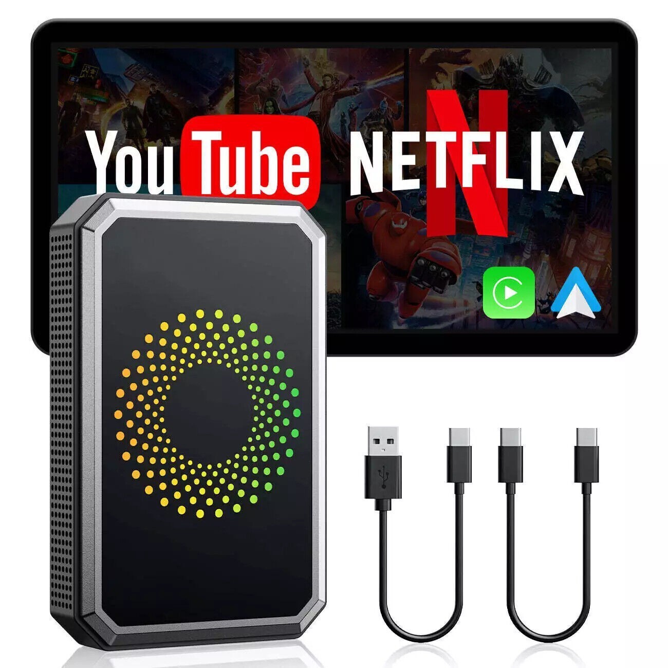Wireless Carplay WIFI AI box Android 12 Auto Adapter Converter w/Netflix YouTube