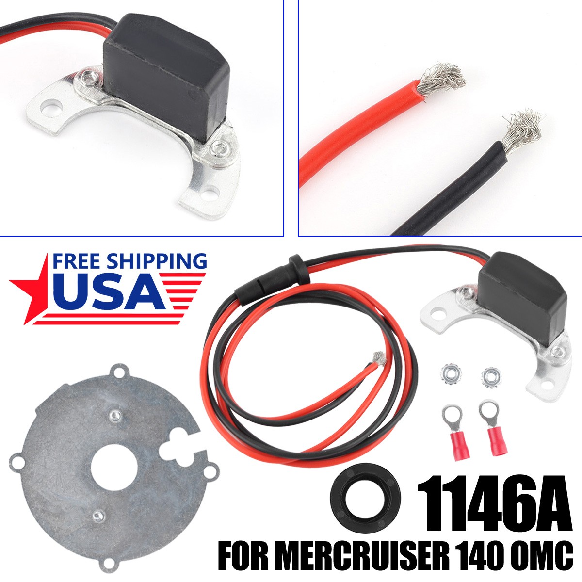 Fit 1975-80 Mercruiser 110/120/140 Ignition Kit - Double Voltage Boost HP & MPG